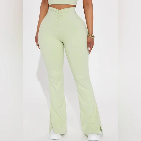 Fashion Nova Pilates Girl Active Flare Pant - Sage Size M - Picture 3 of 11